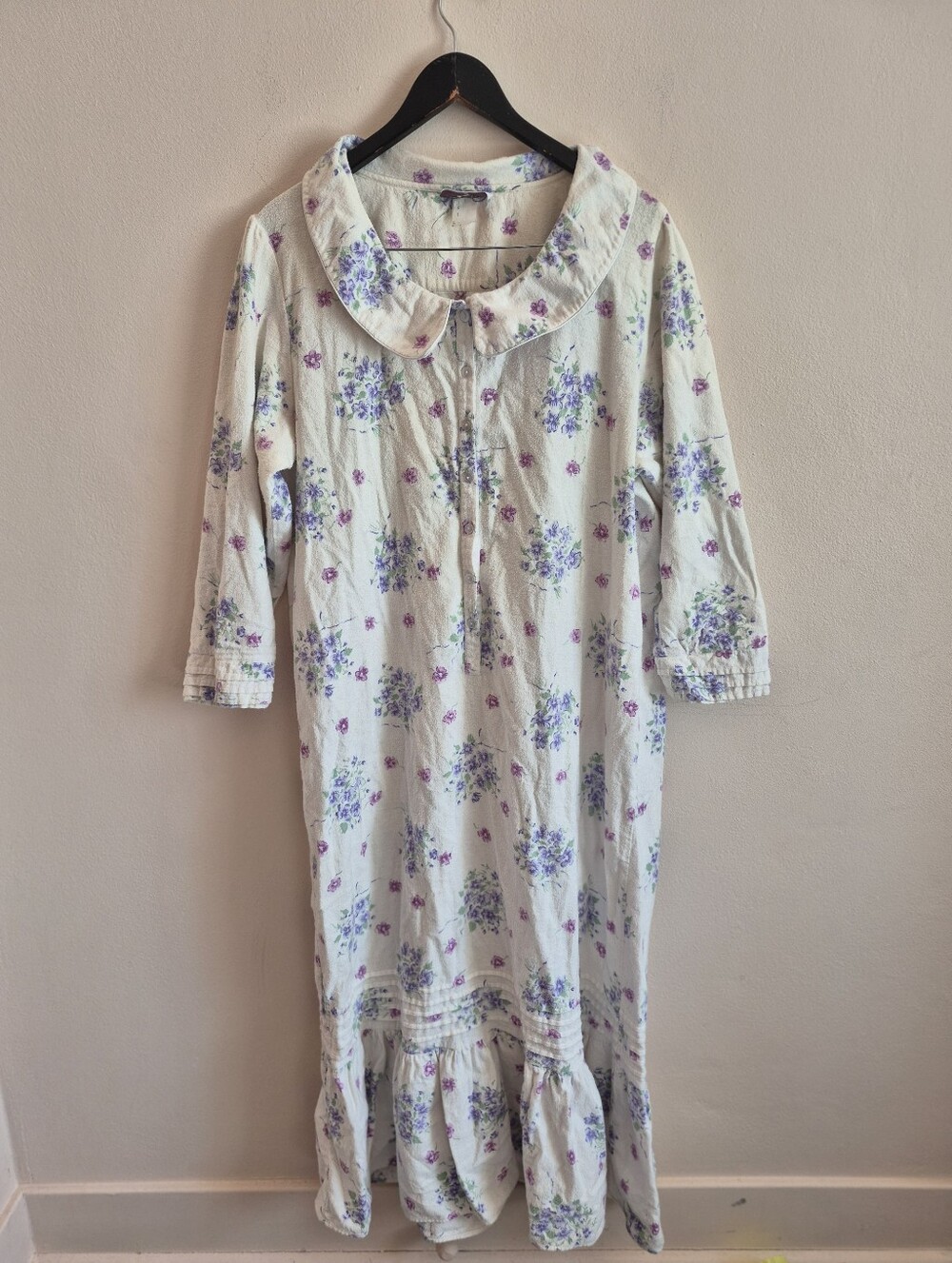Vintage Cotton Flannel Floral Nightgown Grandma Core Large